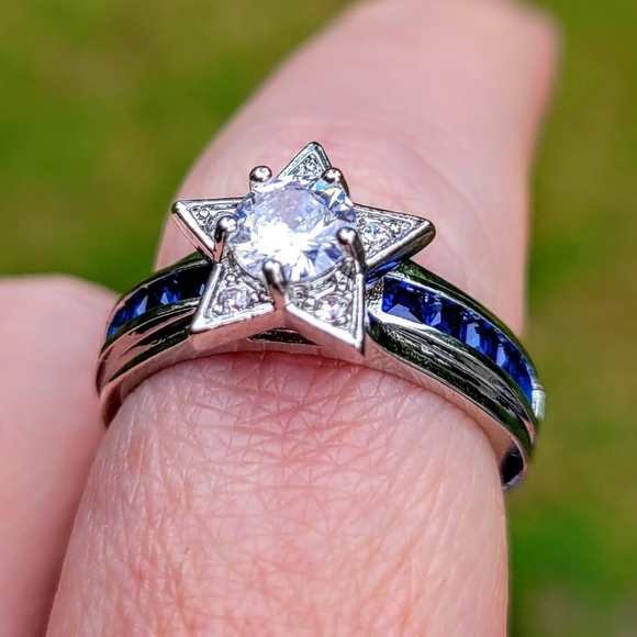 Star Lite Star Brite 925 Silver Blue Gem Ring - Picture 8 of 16